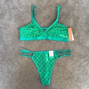 Target - Colsie - Green Plaid Mesh Bralette & Thong Set​​​​​​​​​